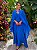 Vestido de festa longo, plissado, busto drapeado, com decote em v e capa - Azul Royal - Imagem 1