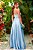 Vestido de festa longo, tomara que caia com decote coração e fenda - Azul Serenity - Imagem 3