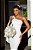 Vestido de noiva midi, em crepe com decote assimétrico e capa lateral - Off White - Imagem 5