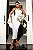 Vestido de noiva midi, em crepe com decote assimétrico e capa lateral - Off White - Imagem 4