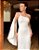 Vestido de noiva midi, em crepe com decote assimétrico e capa lateral - Off White - Imagem 2