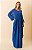 Vestido de festa longo, em chiffon com franzido na cintura e caimento drapeado - Azul Royal - Imagem 6