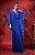 Vestido de festa longo, em chiffon com franzido na cintura e caimento drapeado - Azul Royal - Imagem 4
