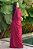 Vestido de festa longo, em chiffon com franzido na cintura e caimento drapeado - Rosa Magenta - Imagem 3