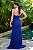 Vestido de festa longo, com modelagem sereia e alças finas em strass - Azul Royal - Imagem 3