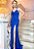 Vestido de festa longo, com modelagem sereia e alças finas em strass - Azul Royal - Imagem 4