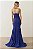 Vestido de festa longo, com modelagem sereia e alças finas em strass - Azul Royal - Imagem 10