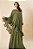 Vestido de festa longo, nula manga em babado - Verde Oliva - Imagem 6