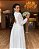 Vestido de noiva mullet, em renda com gola alta e manga longa - Off White - Imagem 3