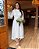 Vestido de noiva mullet, em renda com gola alta e manga longa - Off White - Imagem 1
