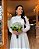 Vestido de noiva mullet, em renda com gola alta e manga longa - Off White - Imagem 2