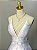 Vestido de noiva longo, em zibeline com decote em V e alças finas e transparência na lateral - Branco - Imagem 5
