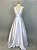 Vestido de noiva longo, em zibeline com decote em V e alças finas e transparência na lateral - Branco - Imagem 4