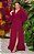 Vestido de festa longo, decote em v, mangas longas e fenda - Marsala - Imagem 1