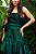 Vestido de festa longo, tomara que caia com busto drapeado e saia em babados - Verde Esmeralda - Imagem 2