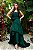Vestido de festa longo, tomara que caia com busto drapeado e saia em babados - Verde Esmeralda - Imagem 1