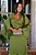 Vestido de festa longo, de cetim com busto transpassado e drapeado no corpo - Verde Oliva - Imagem 2