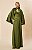 Vestido de festa longo, de cetim com busto transpassado e drapeado no corpo - Verde Oliva - Imagem 6