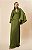 Vestido de festa longo, de cetim com busto transpassado e drapeado no corpo - Verde Oliva - Imagem 4