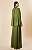 Vestido de festa longo, de cetim com busto transpassado e drapeado no corpo - Verde Oliva - Imagem 7