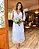 Vestido de noiva midi, em tule, com amarração nas alças e saia com babado - Off White - Imagem 1