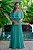 Vestido de festa longo, ombro a ombro com saia plissado - Verde Menta - Imagem 1