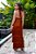 Vestido de festa mulet, frente única com franja - Terracota - Imagem 3