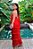 Vestido de festa mulet, frente única com franja - Vermelho - Imagem 3