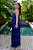 Vestido de festa longo, frente única em laço com franja - Azul Royal - Imagem 3