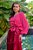 Vestido de festa longo, em franja nula manga com recorte na cintura - Rosa Pink - Imagem 2