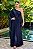 Vestido de festa longo, nula manga com nó fake - Azul Marinho - Imagem 1