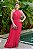 Vestido de festa longo plissado, com tule lateral e faixa - Rosa - Imagem 1