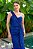 Vestido de festa longo, nula manga com fenda frontal -  Azul Marinho - Imagem 2