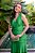 Vestido de festa longo, modelagem sereia com decote em V - Verde Bandeira - Imagem 2