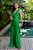 Vestido de festa longo, modelagem sereia com decote em V - Verde Bandeira - Imagem 1