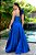 Vestido de festa longo, em zibeline com fenda frontal - Azul Royal - Imagem 3