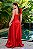 Vestido de festa longo, em zibeline com fenda frontal - Vermelho - Imagem 3