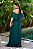 Vestido longo plissado, ombro a ombro, cinto faixa - Verde Esmeralda - Imagem 3