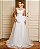 Vestido de noiva longo, em tule, decote em v, alças finas e laço removível - Off White - Imagem 3