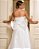 Vestido de noiva longo, em tule, decote em v, alças finas e laço removível - Off White - Imagem 2