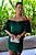 Vestido de festa midi, ombro a ombro com detalhes de cascata na lateral - Verde Esmeralda - Imagem 2