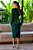 Vestido de festa midi, com manga longa e detalhe de franzido frontal - Verde Esmeralda - Imagem 3