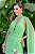 Vestido de festa longo, com busto e cintura drapeada e fenda frontal - Verde Claro - Imagem 2