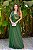 Vestido de festa longo, em tule, nula manga com detalhe de laço - Verde Oliva - Imagem 1