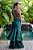 Vestido de festa longo, em zibeline com busto bordado em pedraria - Verde Esmeralda - Imagem 3