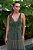 Vestido de festa longo, com decote em V e em tule - Verde Oliva - Imagem 2