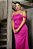 Vestidos de festa longo, ombro a ombro, com franzido no quadril e com aplicação de flor nas alças - Rosa Pink - Imagem 2
