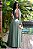 Vestido de festa longo, com manga longa vazada e decote em V - Verde Menta - Imagem 4