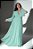Vestido de festa longo, com manga longa vazada e decote em V - Verde Menta - Imagem 5