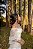 Vestido de noiva longo em mix de renda ombro a ombro e mangas - Off White - Imagem 3